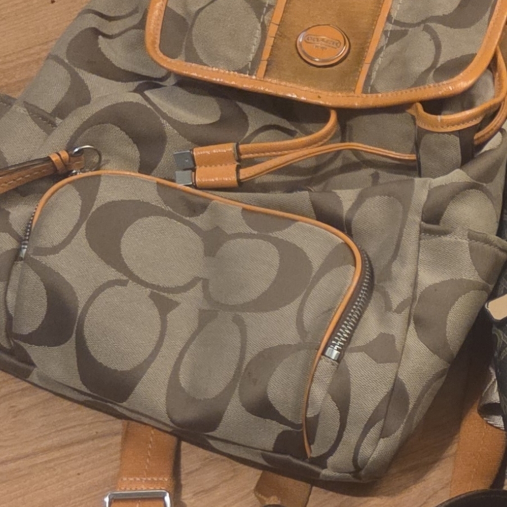 Coach Signature Brown and Tan  Backpack (Used)